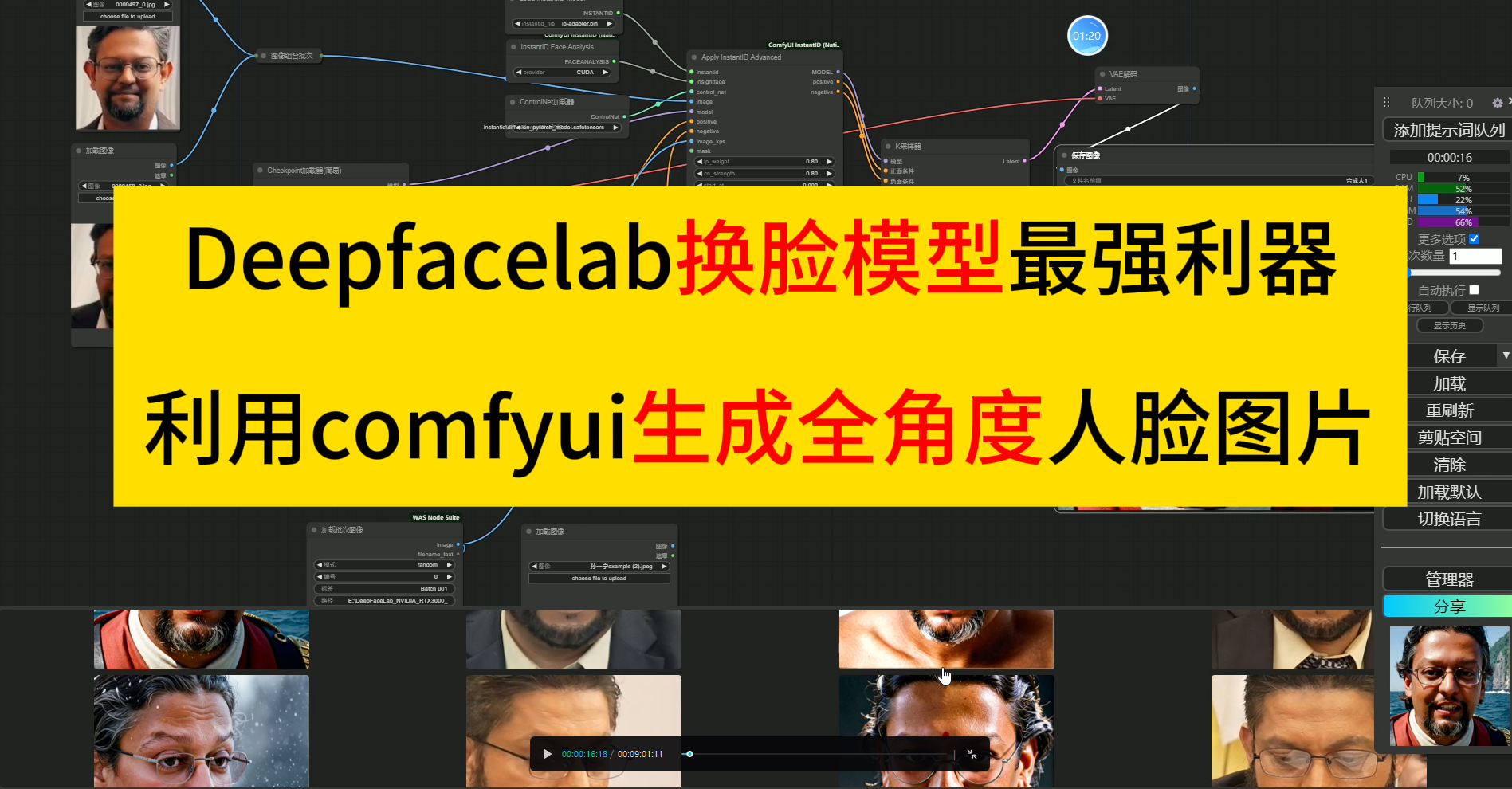 利用comfyui工作流通过一张照片生成全角度人脸图片-Studio Mars.AI